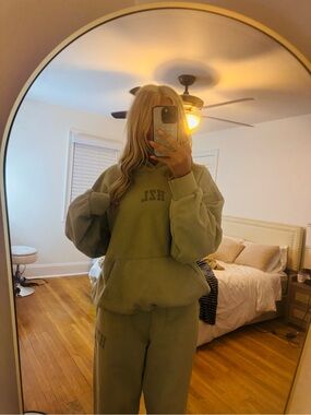 Hazel Boutique Olive Green Crewneck Hoodie & Sweatpants Set